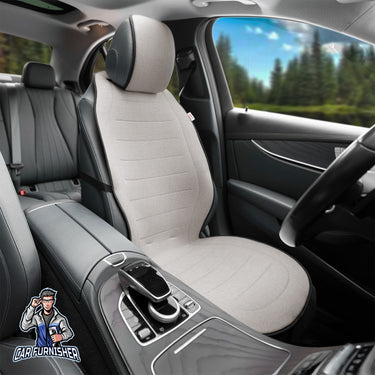 Car Seat Protector - Premium Linen Design Beige 1x Front Seat Linen Fabric